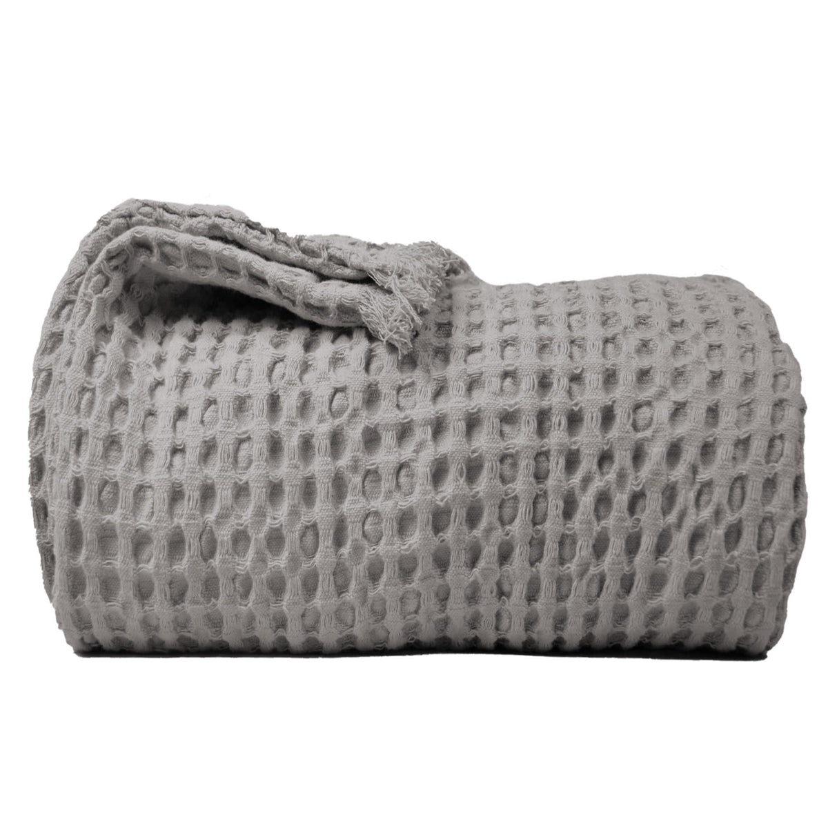 The Fine Living Co. 100% Cotton Waffle Weave Throw Blanket   Lightweight Soft and Breathable Throw Blanket for All Season  Skin Friendly Blanket for Couch Bed Sofa  50”x60” inches Mineral Gray
