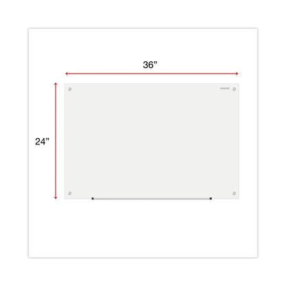 Universal Frameless Glass Marker Board, 36" x 24", White