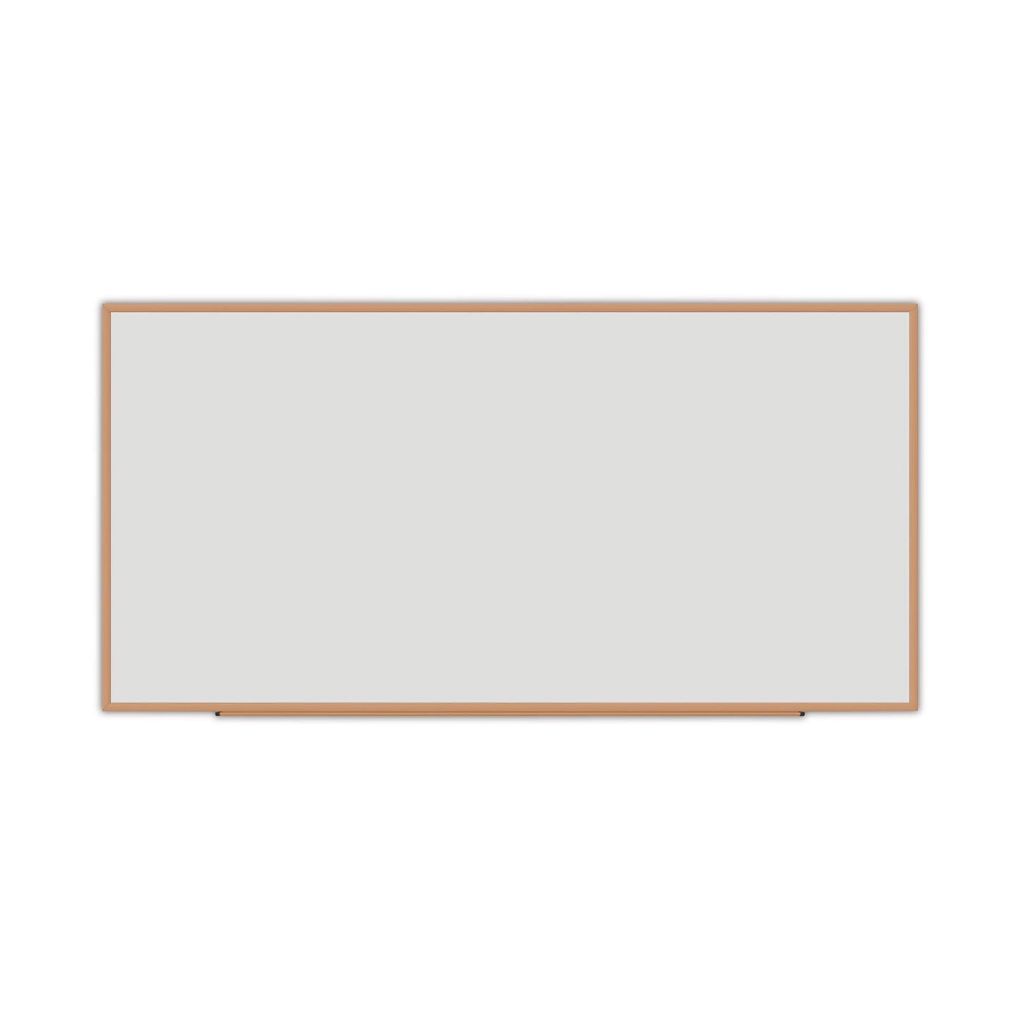 Universal Dry-Erase Board, Melamine, 96 x 48, White, Oak-Finished Frame