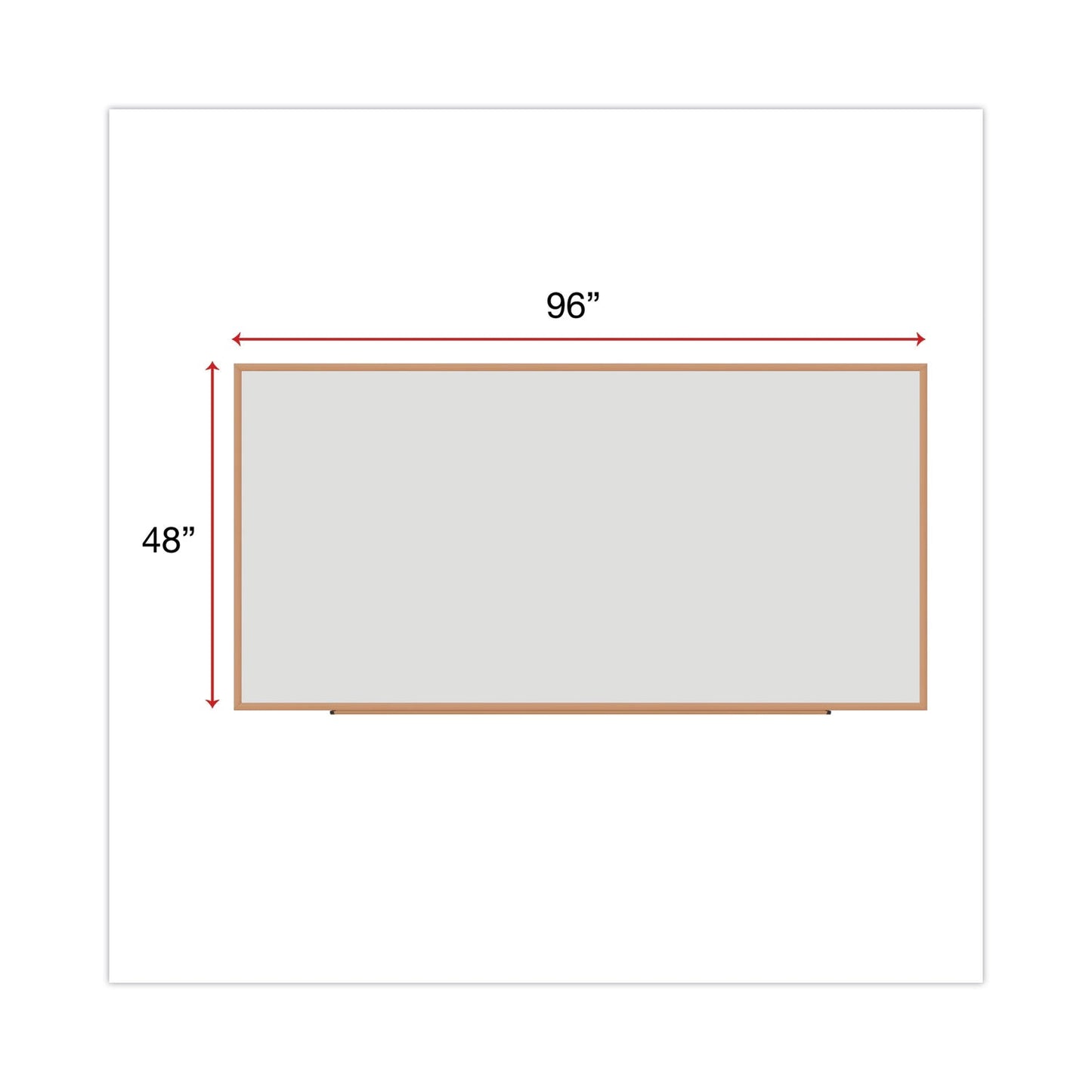 Universal Dry-Erase Board, Melamine, 96 x 48, White, Oak-Finished Frame