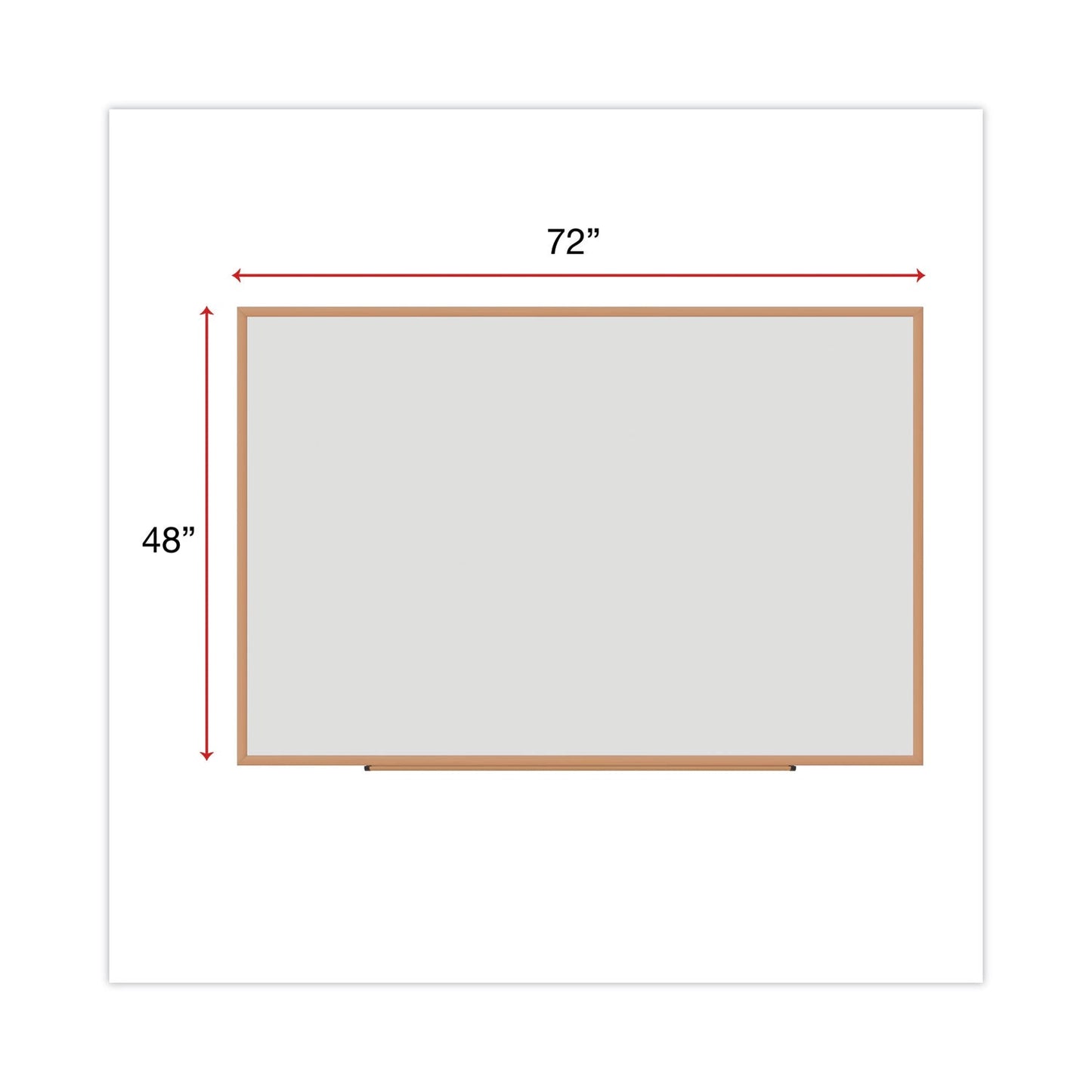 Universal Dry-Erase Board, Melamine, 72 x 48, White, Oak-Finished Frame