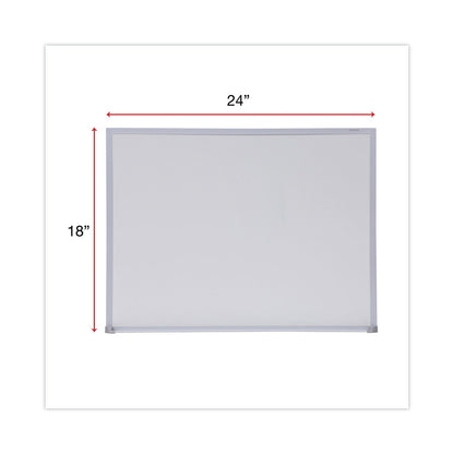 Universal Dry-Erase Board, Melamine, 24 x 18, Satin-Finished Aluminum Frame