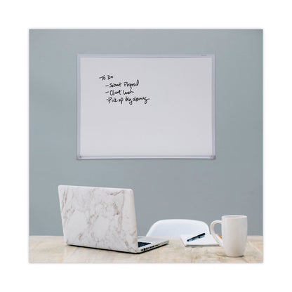 Universal Dry-Erase Board, Melamine, 24 x 18, Satin-Finished Aluminum Frame