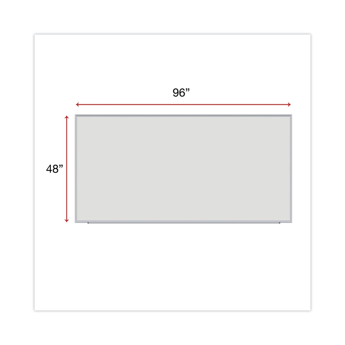Universal Dry Erase Board, Melamine, 96 x 48, Satin-Finished Aluminum Frame