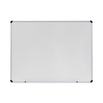 Universal Dry Erase Board, Melamine, 48 x 36, White, Black/Gray Aluminum/Plastic Frame