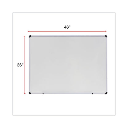 Universal Dry Erase Board, Melamine, 48 x 36, White, Black/Gray Aluminum/Plastic Frame