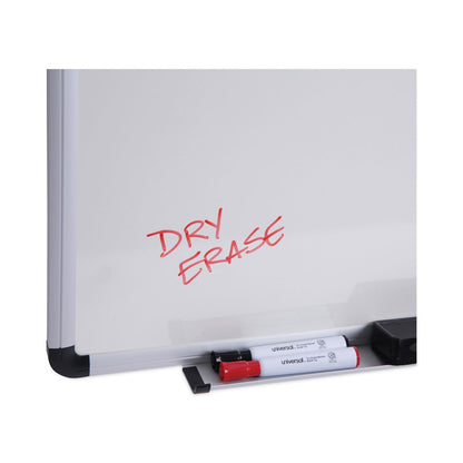 Universal Dry Erase Board, Melamine, 48 x 36, White, Black/Gray Aluminum/Plastic Frame