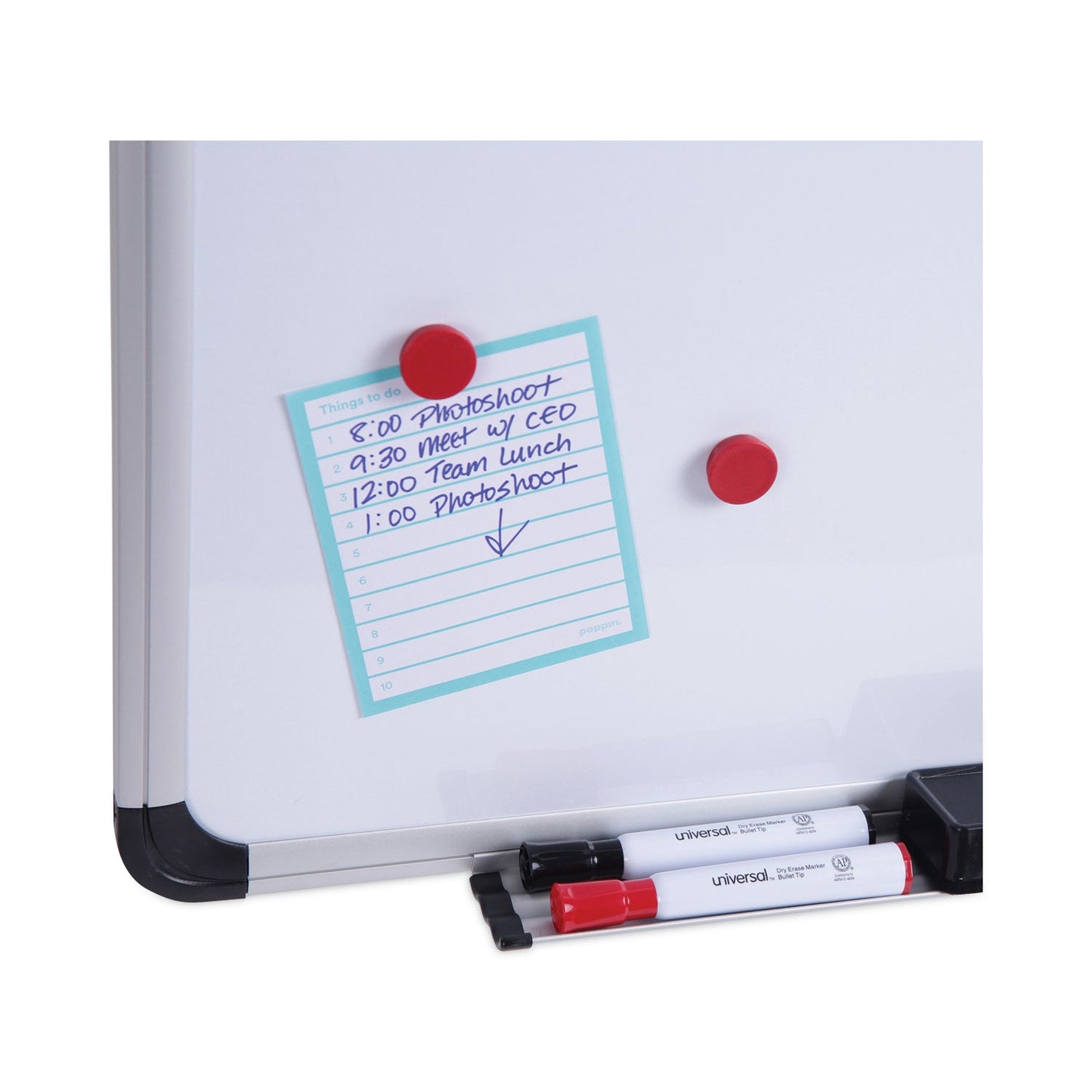 Universal Magnetic Steel Dry Erase Board, 36 x 24, White, Aluminum Frame
