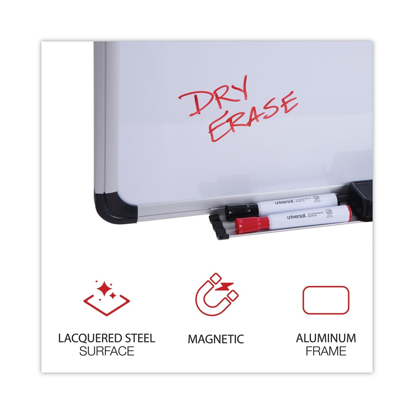 Universal Porcelain Magnetic Dry Erase Board, 24 x 36, White