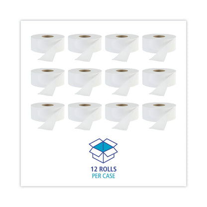 Boardwalk JRT Jr. Bath Tissue, Jumbo, Septic Safe, 1-Ply, White, 3.3" x 2,000 ft, 12/Carton