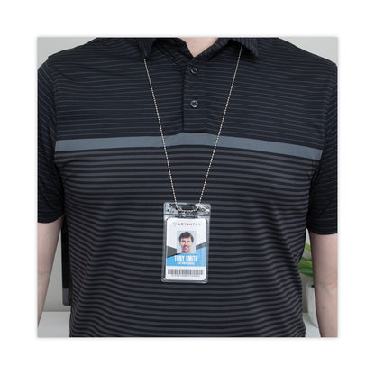 Advantus ID Badge Holder Chain, Metal Ball Chain Fastener, 36" Long, Nickel Plated, 100/Box