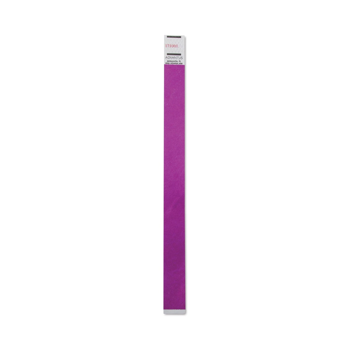 Advantus Crowd Management Wristbands, Sequentially Numbered, 9.75" x 0.75", Purple, 100/Pack