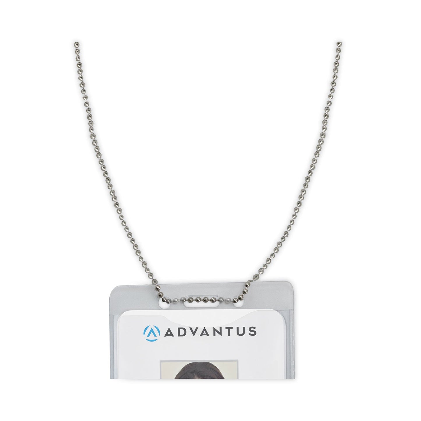 Advantus ID Badge Holder Chain, Metal Ball Chain Fastener, 36" Long, Nickel Plated, 100/Box