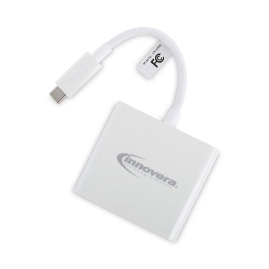 Innovera USB Type-C HDMI Multiport Adapter, HDMI/USB-C/USB 3.0, 0.65 ft, White