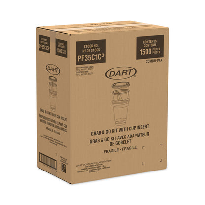 Dart Clear PET Cups with Single Compartment Insert, 12 oz, Clear, 500/Carton