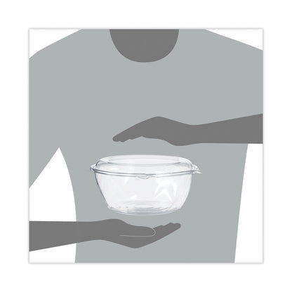 Dart Tamper-Resistant, Tamper-Evident Bowls with Dome Lid, 64 oz, 8.9" Diameter x 4"h, Clear, Plastic, 100/Carton