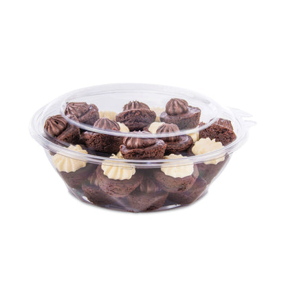 Dart Tamper-Resistant, Tamper-Evident Bowls with Dome Lid, 48 oz, 8.9" Diameter x 3.4"h, Clear, Plastic, 100/Carton