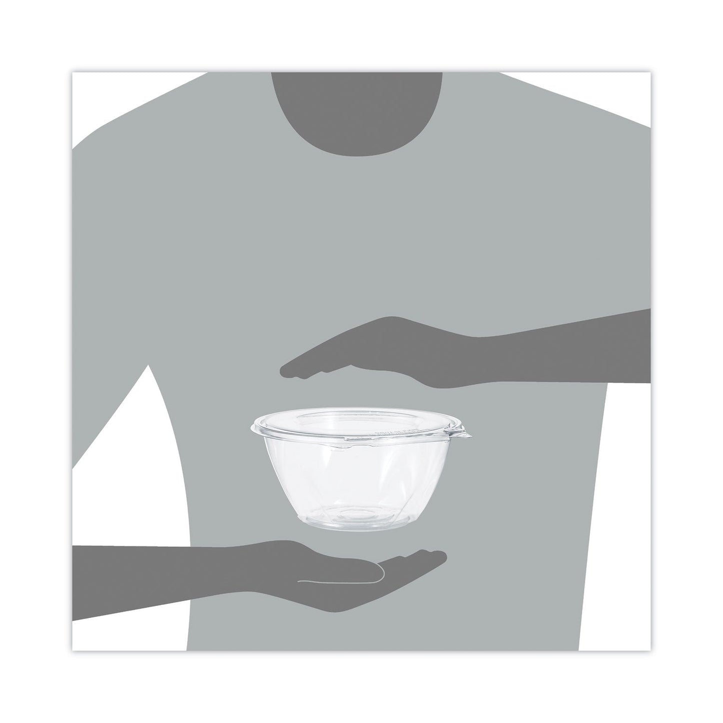 Dart Tamper-Resistant, Tamper-Evident Bowls with Flat Lid, 32 oz, 7" Diameter x 3.2"h, Clear, Plastic, 150/Carton