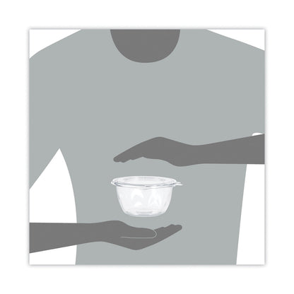 Dart Tamper-Resistant, Tamper-Evident Bowls with Flat Lid, 16 oz, 5.5" Diameter x 2.7"h, Clear, Plastic, 240/Carton