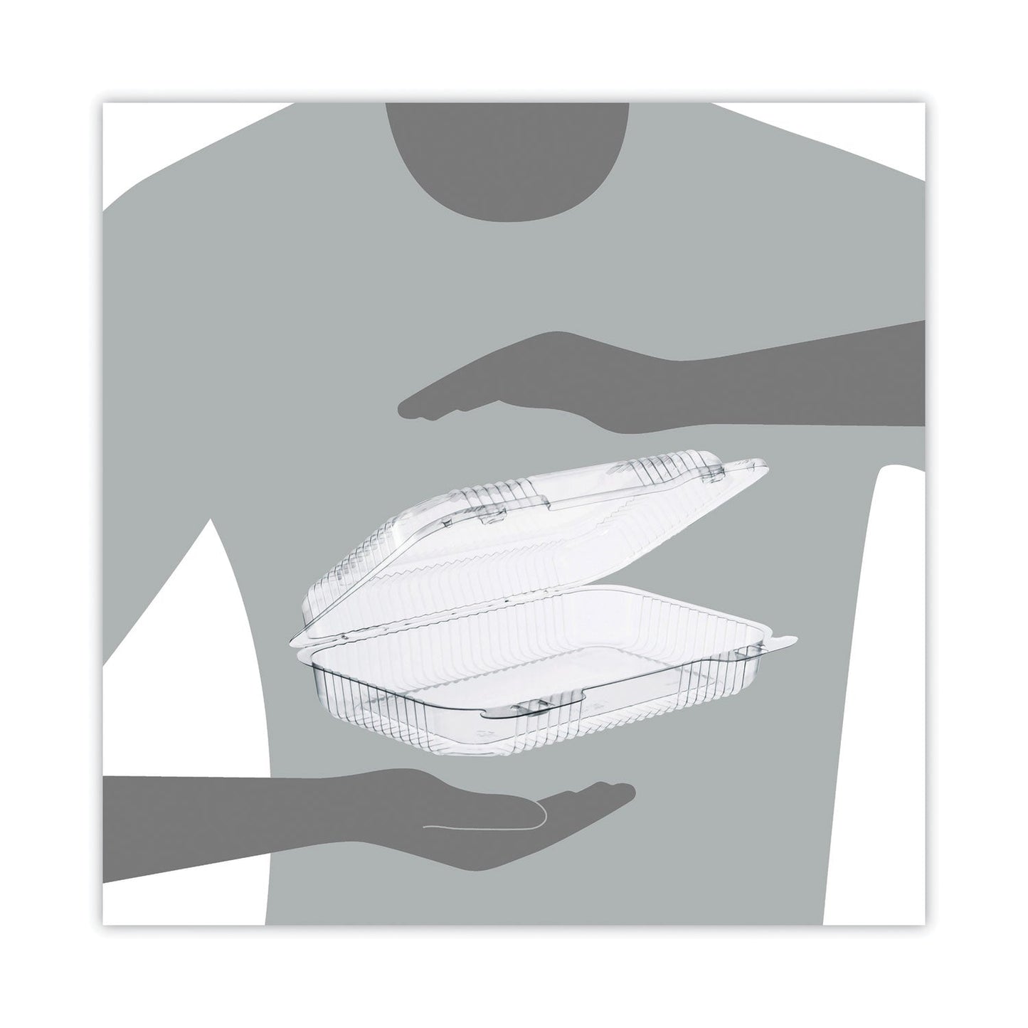 Dart StayLock Clear Hinged Lid Containers, 9.4 x 6.8 x 2.1, Clear, Plastic, 250/Carton