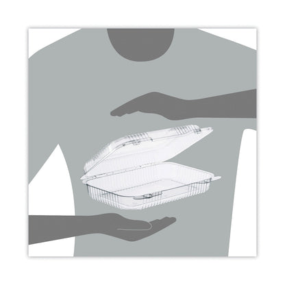 Dart StayLock Clear Hinged Lid Containers, 9.4 x 6.8 x 2.1, Clear, Plastic, 250/Carton