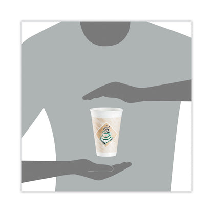 Dart Cafe G Foam Hot/Cold Cups, 16 oz, Brown/Green/White, 1,000/Carton