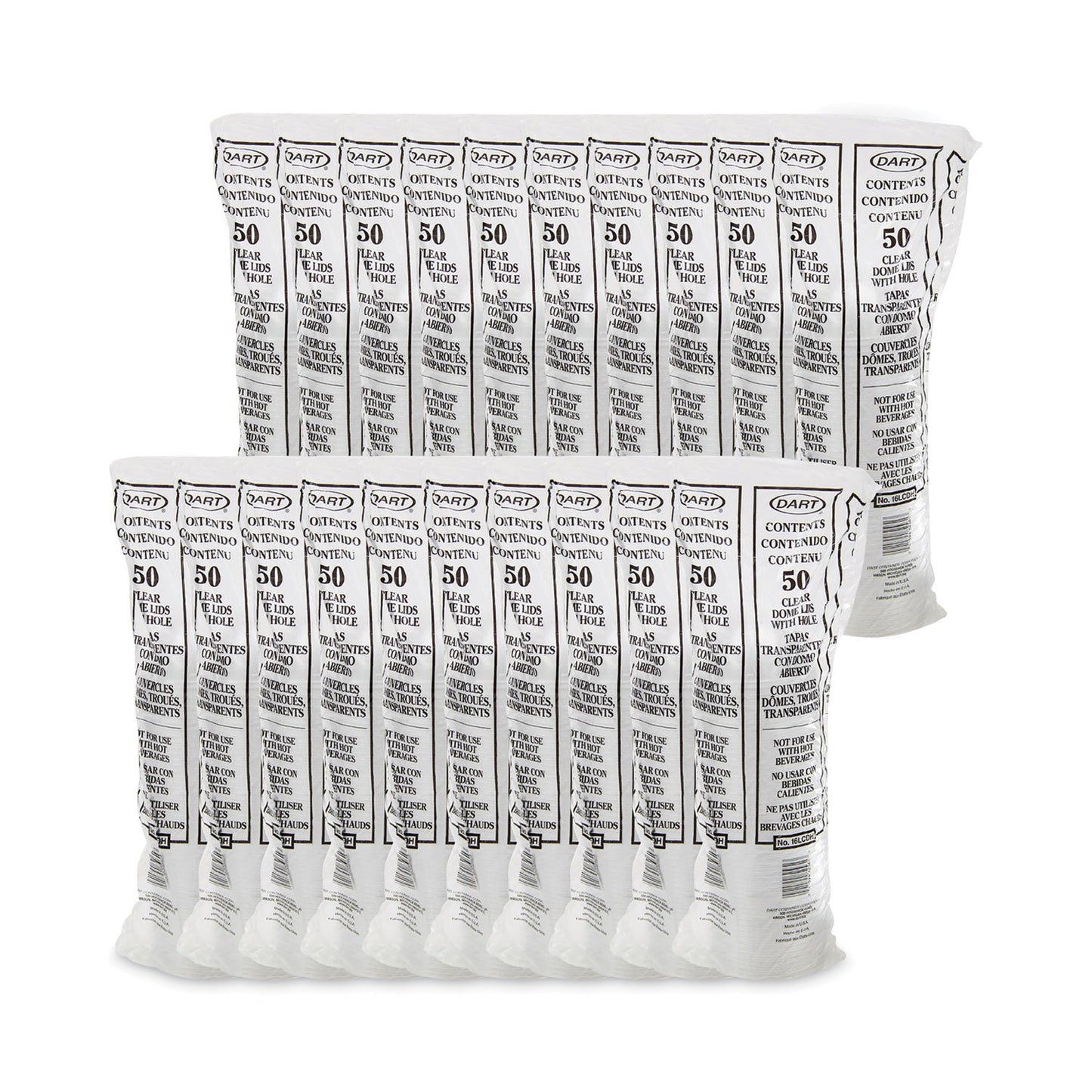Dart Lids for Foam Cups and Containers, Fits 12 oz to 24 oz Cups, Clear, 1,000/Carton