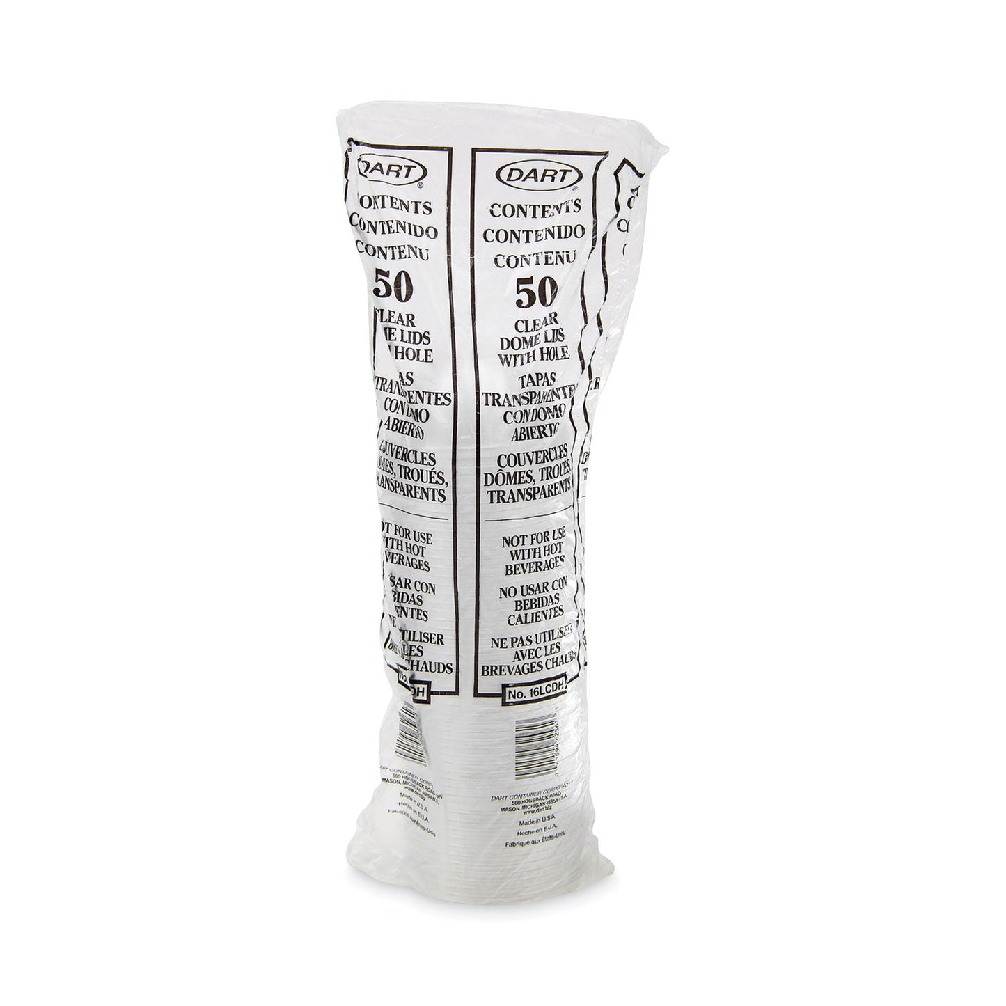 Dart Lids for Foam Cups and Containers, Fits 12 oz to 24 oz Cups, Clear, 1,000/Carton