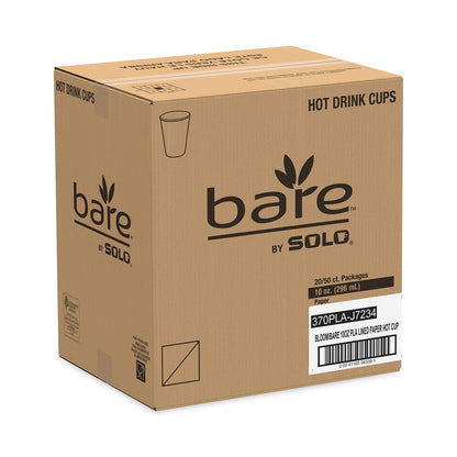 Dart Bare by Solo Eco-Forward PLA Paper Hot Cups, 10 oz, Leaf Design, White/Green/Orange, 50/Pack