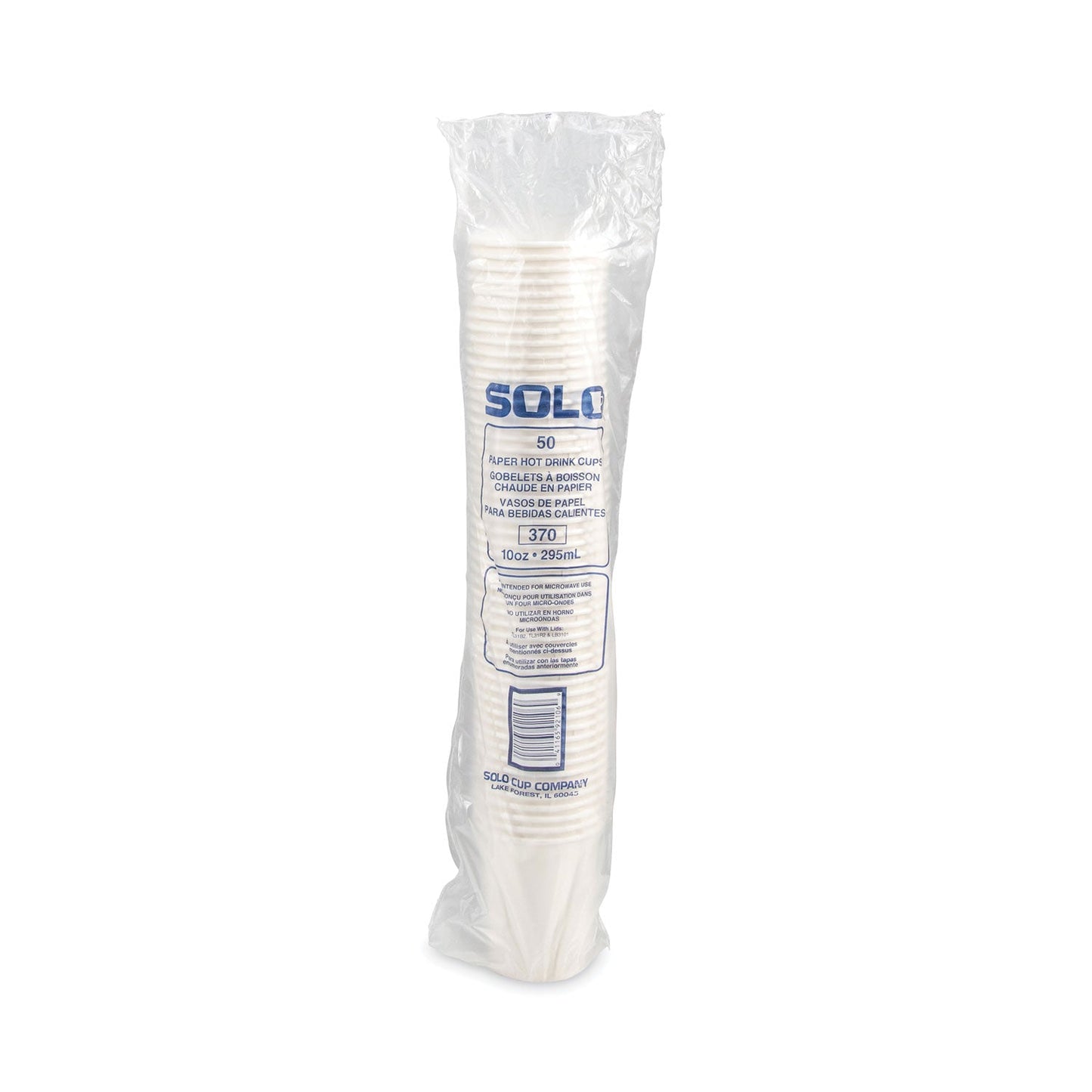 Dart Polycoated Hot Paper Cups, 10 oz, White, 50 Sleeve, 20 Sleeves/Carton