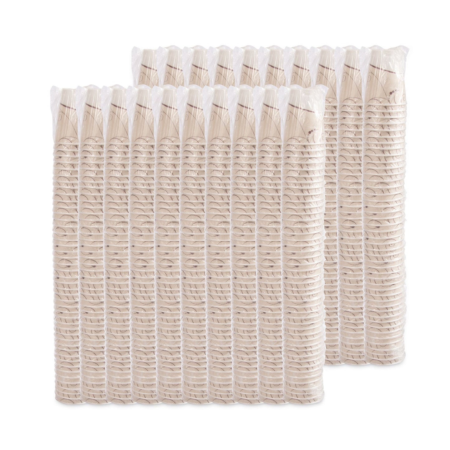 Dart Trophy Plus Dual Temperature Insulated Cups in Symphony Design, 9 oz, Beige, Individual Wrapped, 900/Carton