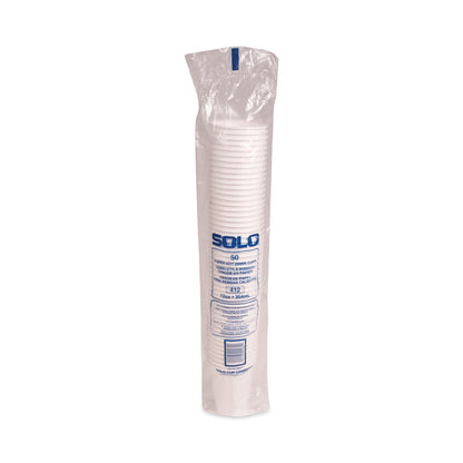 Dart Single-Sided Poly Paper Hot Cups, 12 oz, White, 50/Bag, 20 Bags/Carton