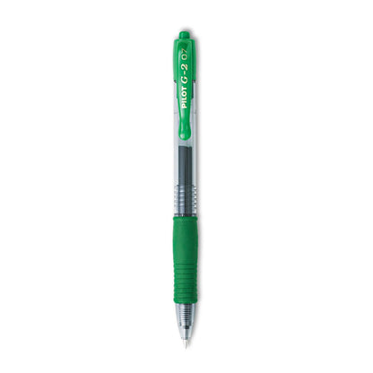 Pilot G2 Premium Gel Pen, Retractable, Fine 0.7 mm, Green Ink, Smoke Barrel, Dozen
