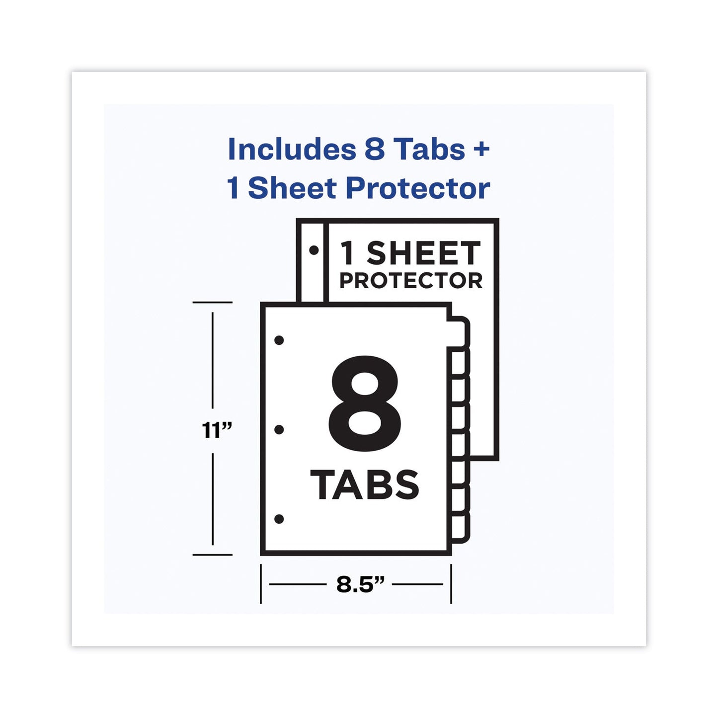 Avery Clear Easy View Plastic Dividers with Multicolored Tabs and Sheet Protector, 8-Tab, 11 x 8.5, Clear, 1 Set