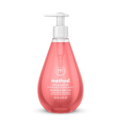 Method Gel Hand Wash, Pink Grapefruit, 12 oz Pump  Bottle, 6/Carton