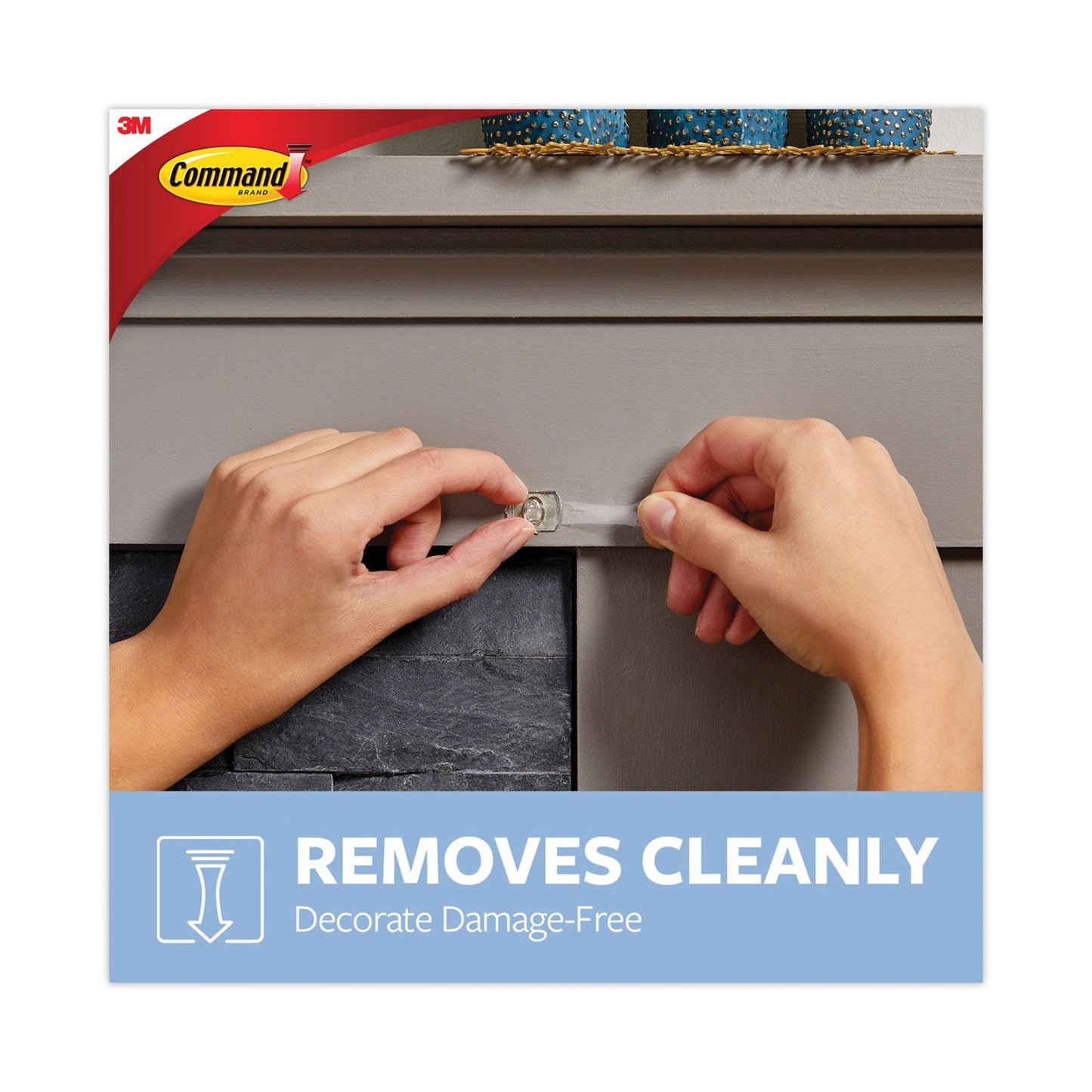 Command Clear Hooks and Strips, Plastic, Decorating Clips, 40 Clips and 48 Strips/Pack