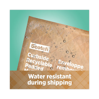 Scotch Curbside Recyclable Padded Mailer, #6, Bubble Cushion, Self-Adhesive Closure, 13.75 x 20, Natural Kraft, 50/Carton