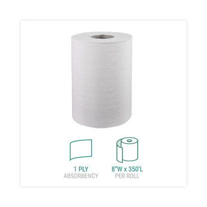 Windsoft Hardwound Roll Towels, 8" x 350 ft, White, 12 Rolls/Carton