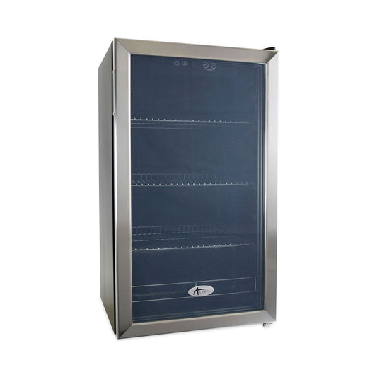 Alera 3.4 Cu. Ft. Beverage Cooler, Stainless Steel/Black