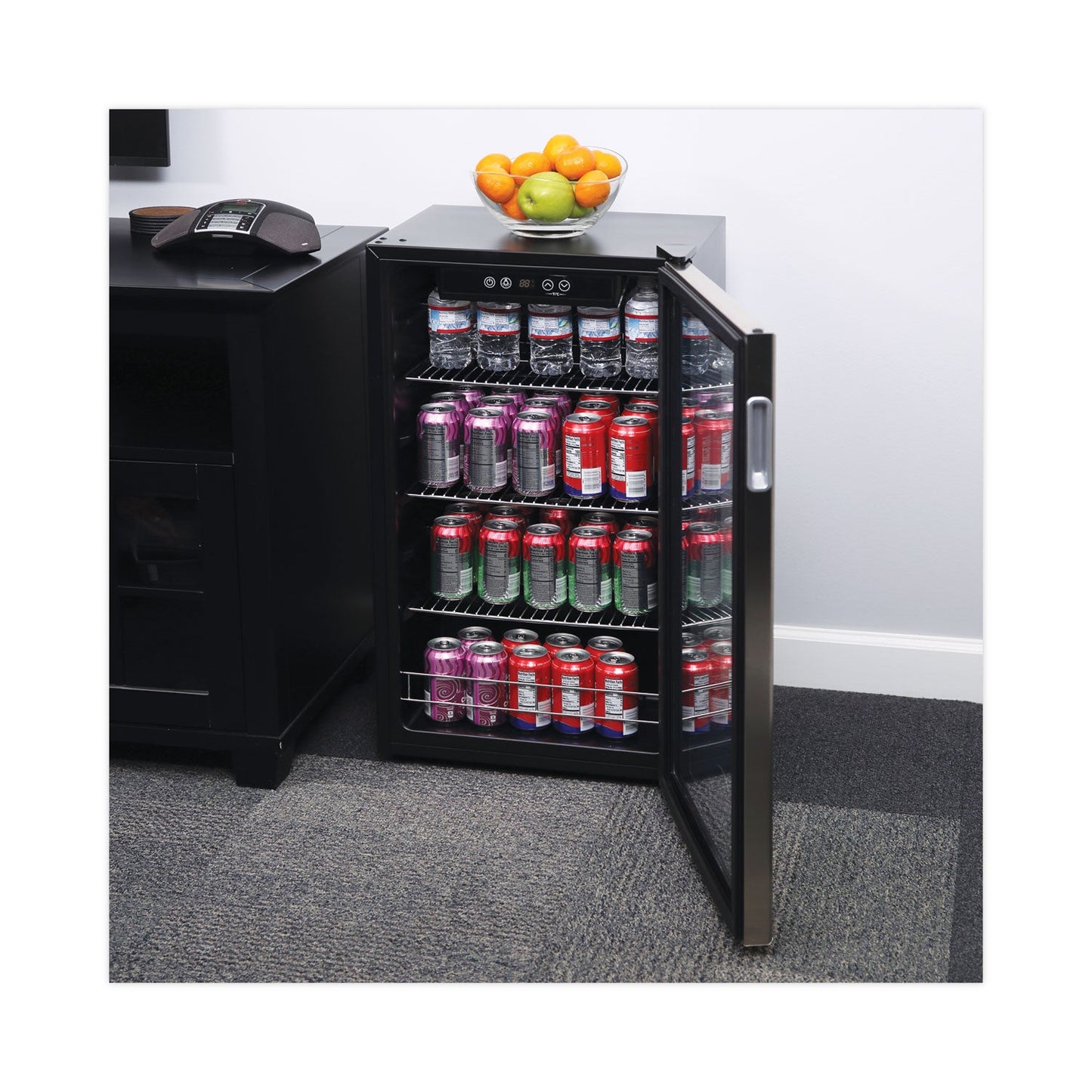 Alera 3.4 Cu. Ft. Beverage Cooler, Stainless Steel/Black