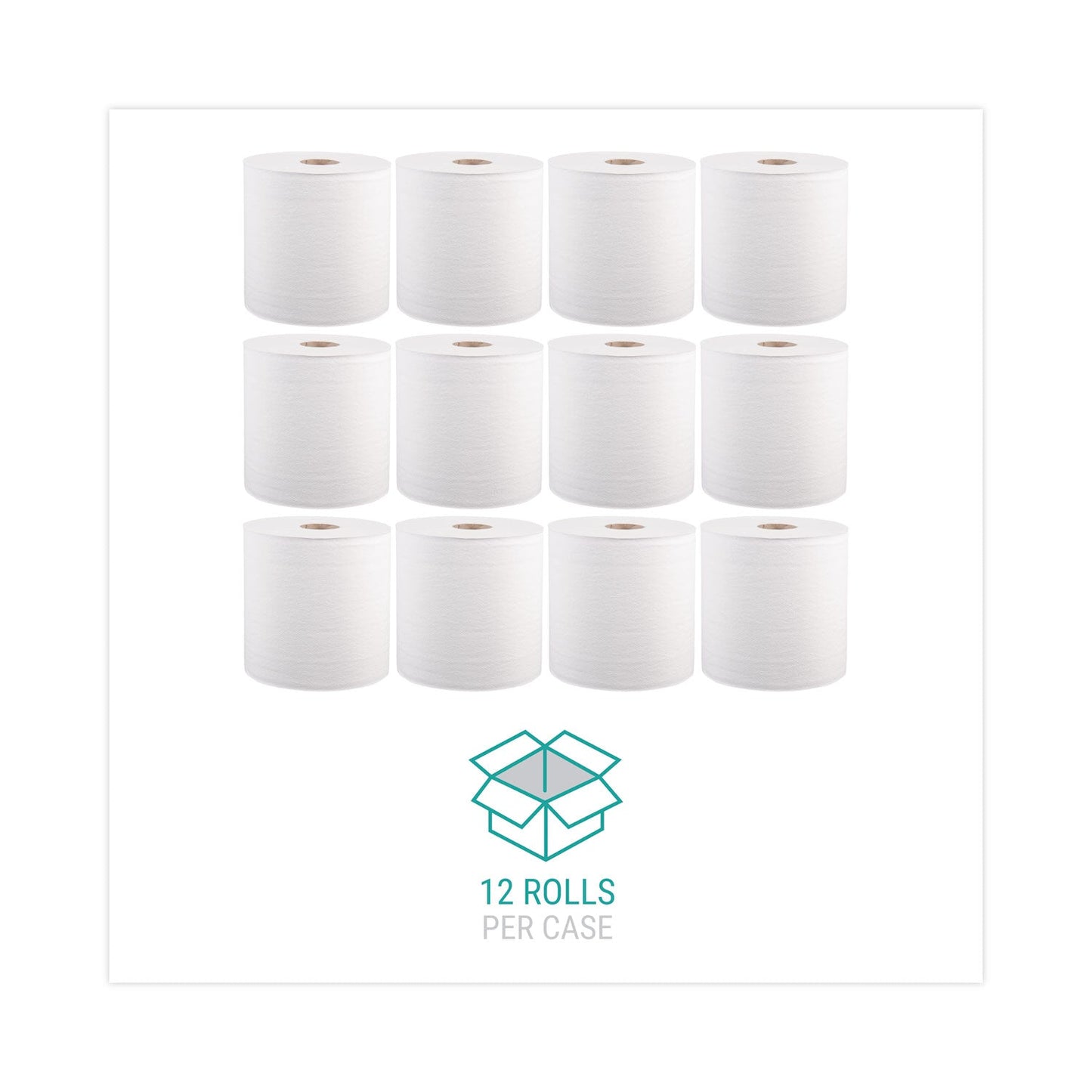 Windsoft Hardwound Roll Towels, 8" x 800 ft, White, 12 Rolls/Carton
