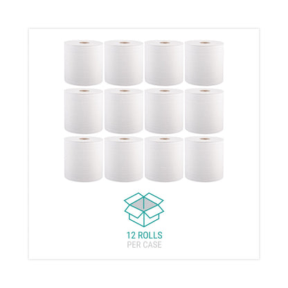 Windsoft Hardwound Roll Towels, 8" x 800 ft, White, 12 Rolls/Carton