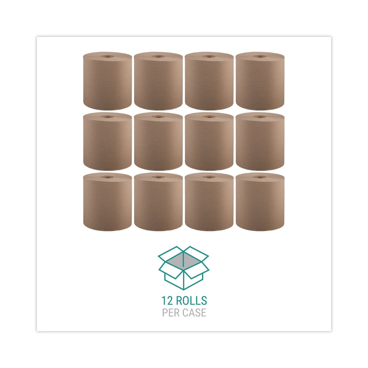 Windsoft Hardwound Roll Towels, 8 x 800 ft, Natural, 12 Rolls/Carton