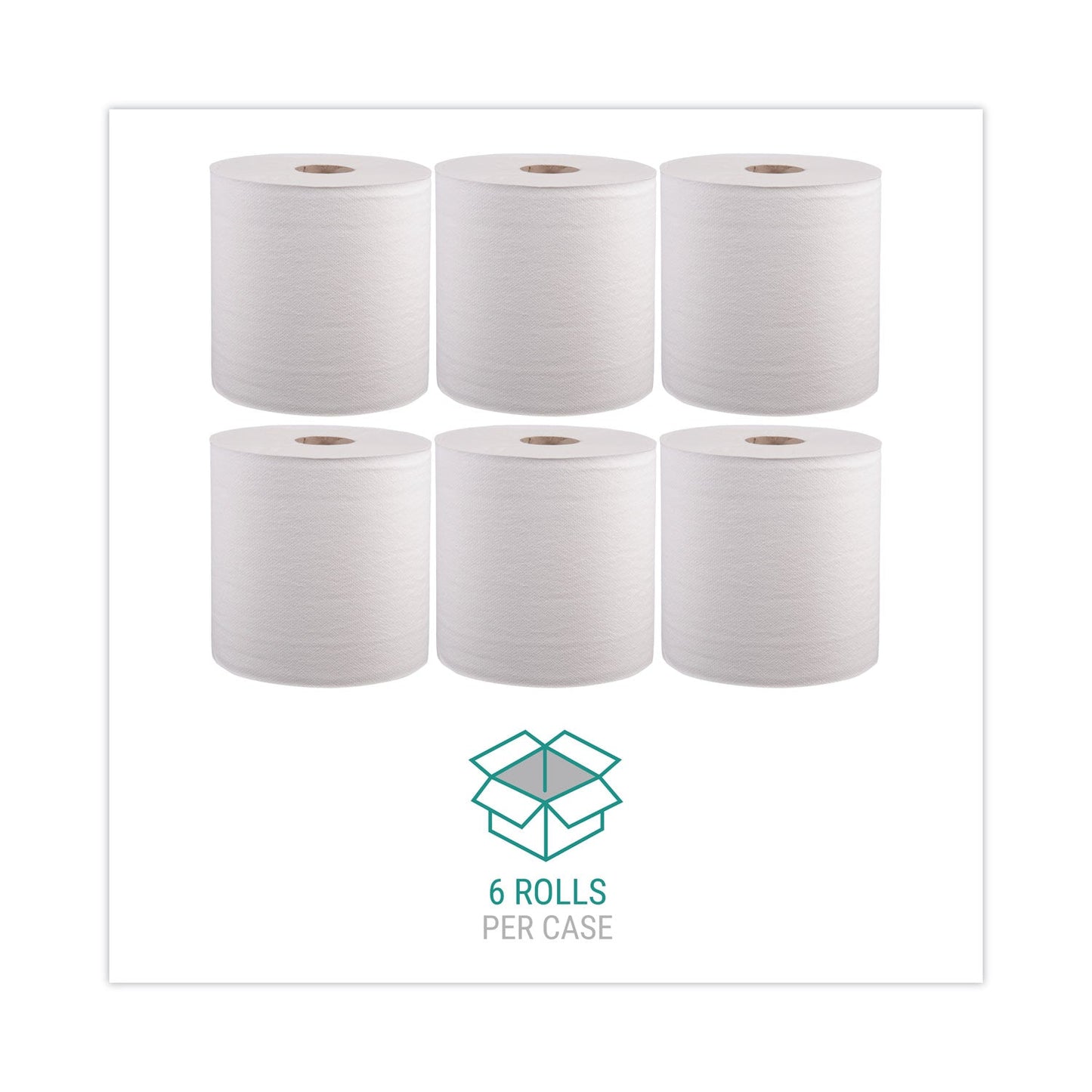 Windsoft Hardwound Roll Towels, 8" x 800 ft, White, 6 Rolls/Carton