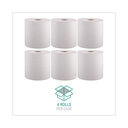 Windsoft Hardwound Roll Towels, 8" x 800 ft, White, 6 Rolls/Carton