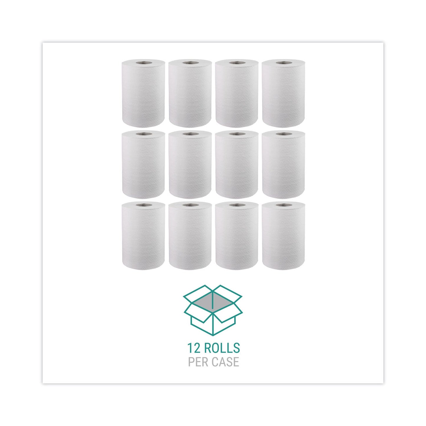 Windsoft Hardwound Roll Towels, 8" x 350 ft, White, 12 Rolls/Carton