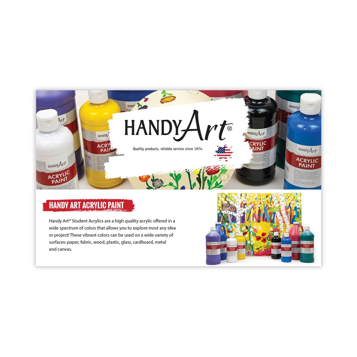 Handy Art Acrylic Paint, Brown, 64 oz Bottle