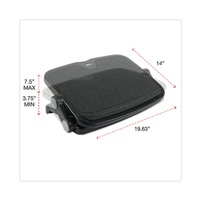 Alera Soft Cushioned Ergonomic Footrest, 14w x 19.63d x 3.75 to 7.5h, Black