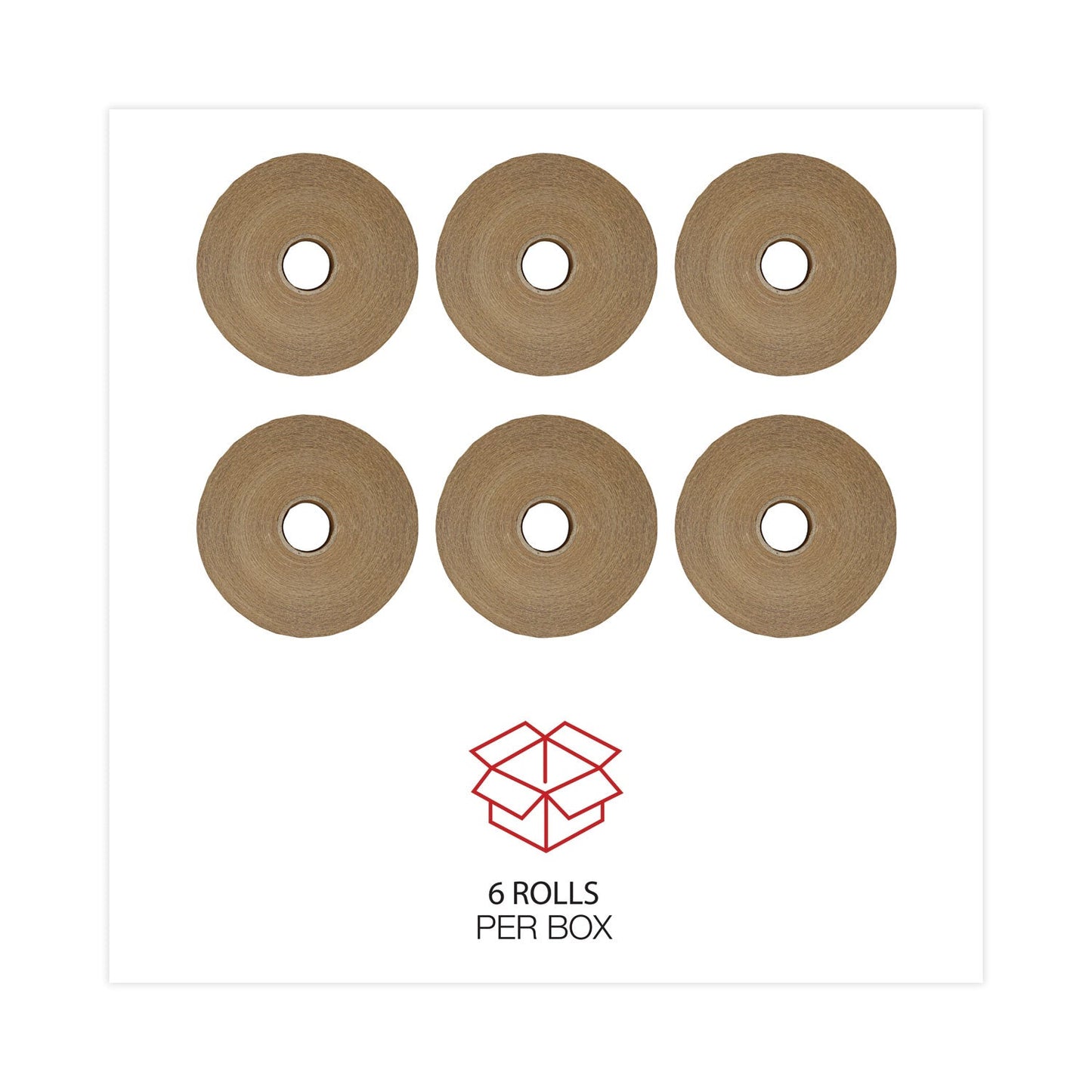 General Supply Glass-Fiber Reinforced Gummed Kraft Sealing Tape, 3" Core, 3" x 375 ft, Brown, 8/Carton