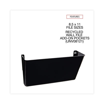 Universal Wall File Pockets, Plastic, Letter Size, 13" x 4.13" x 7", Black